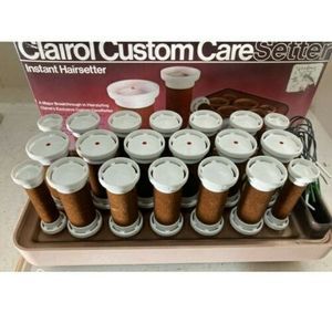 CLAIROL Custom CARESETTER KF-20 Vtg VELVET Hot Rollers Clips TESTED Complete